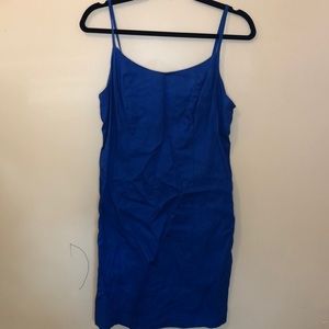 Blue linen slip dress